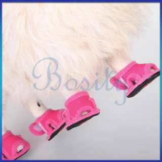 Pet Puppy Dog Summer Shoes Sandals Boots Shocking Pink No.1/2/3/4/5 