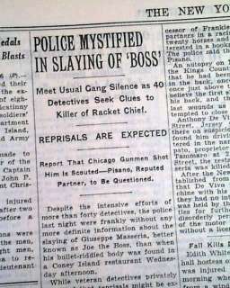 JOE MASSERIA Genovese Mafia Boss Killed 1931 Newspaper  