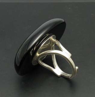 STERLING SILVER RING HUGE NATURAL BLACK ONYX 925 NEW  