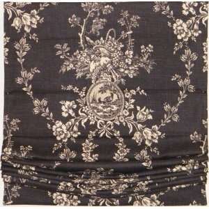 com Back in Stock Black Toile Fabric Curved Style Relaxed Roman Shade 