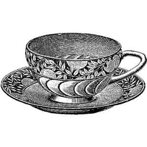  Victorian Teacup rubber stamp WM 2.2x1.5 Arts, Crafts & Sewing