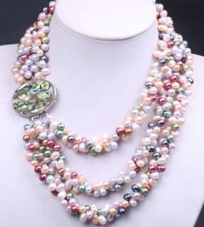 MULTI COLOR FRESHWATER PEARL NECKLACE ABALONE SHELL CLP  