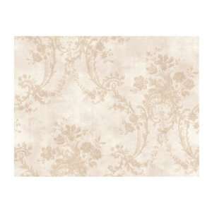   West Wind Victorian Floral Damask Prepasted Wallpaper, Cream/Tan
