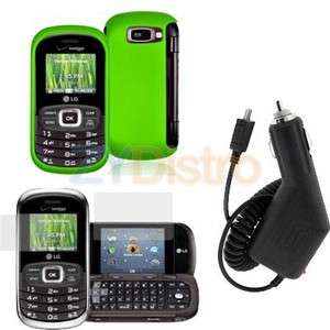 Neon Green Hard Case Cover+Car Charger+Screen Protector For LG Octane 