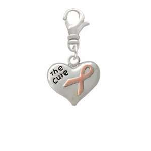  Heart with Pink Ribbon The Cure Small Clip On Charm 
