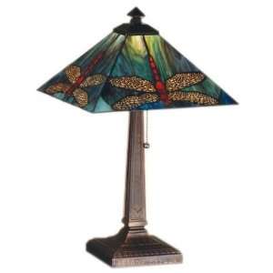  Prairie Dragonfly Tiffany Stained Glass Table Lamp 21.5 