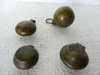 Old Lot Of 4 Brass Lime Powder Box, Nice Patina  