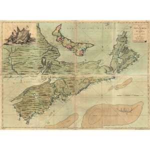   1768 Map Nova Scotia or Acadia, islands of Cape Breton