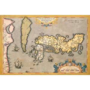  Map of Japan by Abraham Ortelius 18x12