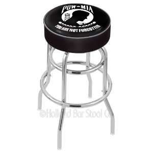 POW/MIA 25 inch Double Ring Chrome Bar Stool