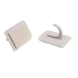 SELF ADHESIVE STICK ON CENTRE HOOKS FOR NET CURTAIN WIRE WHITE ( pack 