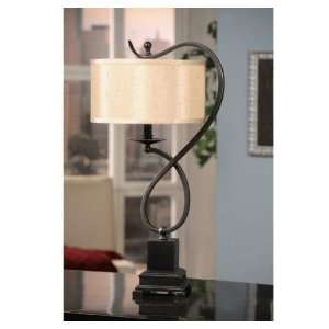  Bronzed Metal Looped Candlestick Table Lamp: Home 