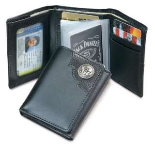 NEW! Western Leather Black Trifold Wallet, Metal Logo  