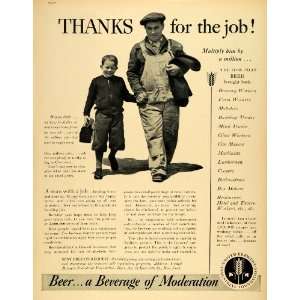  1939 Ad United Brewers Industrial Beer Father Son Job 