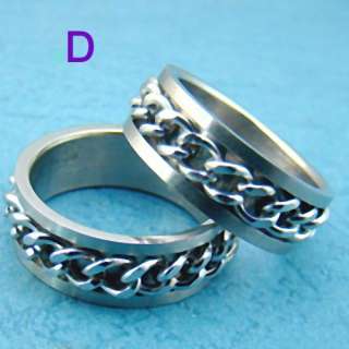   Groove Curb Chain Stainless 316L Steel Ring Fashion Jewelry  