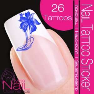  Nail Tattoo Sticker Blossom / Flower   blue: Beauty