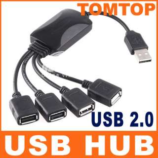 Mini 4 Port USB 2.0 480Mbps High Speed Cable Hub PC  
