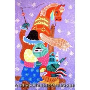  Chinese Folk Art / Chinese Peasant Painting   A Snowy Day 