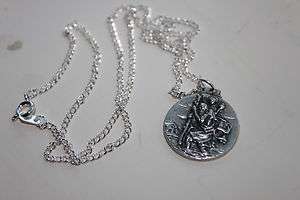 ROUND ST SAINT CHRISTOPHER Silver Coloured Metal Pendant Medal 