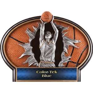 Basketball Burst Out Resin Girls Trophies BLUE COLOR TEK PLATE 5.5 X 7 