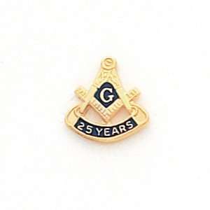  Masonic 25 Year Tie Tac   10k Yellow Gold Jewelry