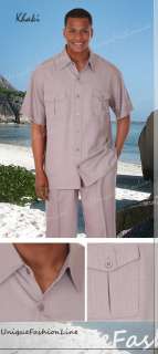 Summer / Spring Mens Casual Pleated Pocket Walking Suit Set 2949 