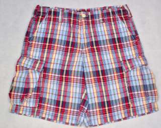 NEW Polo Jeans Ralph Lauren Mens Cargo Shorts Cotton Flat Front Madras 