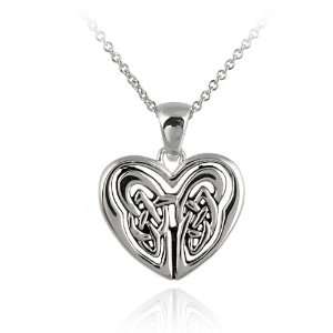  Sterling Silver Celtic Knot Heart Pendant with Rolo Chain 