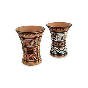 Ceramic vases, Pisac Geometry (pair)