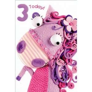  3rd Birthday Greeting Card   Pink and Purple Horse Health 