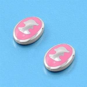  Silver Earrings   Pink Cameo   Height 7mm Jewelry