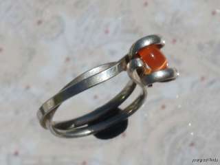   MEXICO 925 STERLING SILVER MEXICAN FIRE OPAL CATS EYE RING  