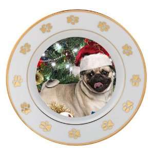  Pug Christmas Porcelain Paw Plate