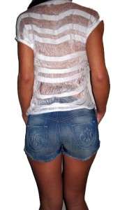 IVORY EDGY MINI DESTROYED CELEBRITY TOP SHIRT SMALL♥  