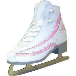   Athletic Girls Pink And White Speckled Ice Skate