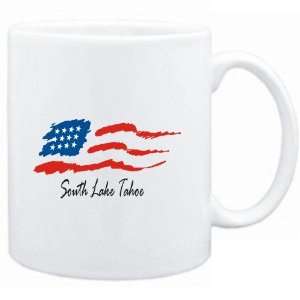  Mug White  South Lake Tahoe   US Flag  Usa Cities 