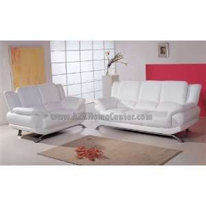  Elegant Contemporary White Leather Sofa Loveseat Set