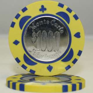 600 12G MONTE CARLO COIN INLAY POKER CHIPS SET CLEAR CASE  