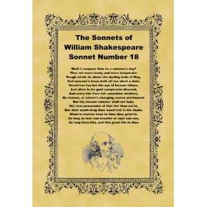   A4 Size Parchment Poster Shakespeare Sonnet Number 18
