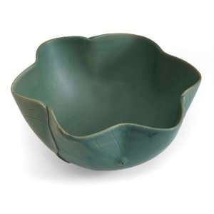 Ceramic Green Bowl Flared   Lotus Claymation   Large Flared Lotus 