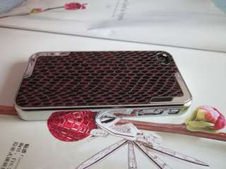 Luxury Designer Snake Skin Leather Hard Case Cover for Apple iPhone 4 