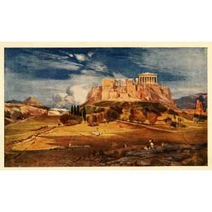  1909 Color Print Fulleylove Acropolis Athens Greece Greek 