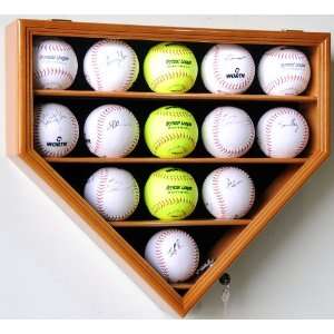  14 Softball Display Case Cabinet Wall Rack Home Plate 