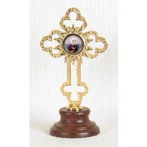 Third Class Relic Cross of St. Gerard on Wood Base 4  