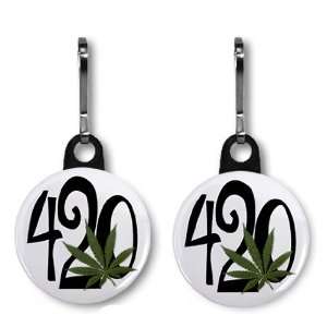 420 Marijuana Pot Leaf Pair of 1 inch Zipper Pull Charms