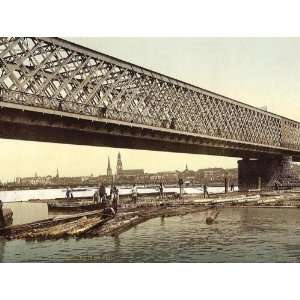 Vintage Travel Poster   Railway bridge Riga Russia (i.e. Latvia) 24 X 