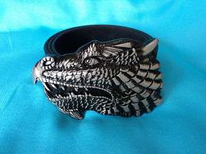 CHINESE SILVER DRAGON BUCKLE + FREE BLACK LEATHER BELT  