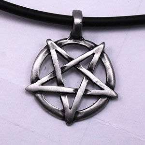 Choker Necklace inverted Pentagram star Pewter Pendant  
