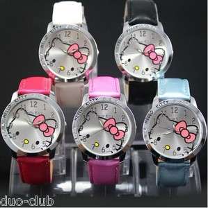 1Pcs Hellokitty Leather Band Wrist Watch For Girls 5 Color Available 