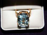   14K Gold Emerald Cut 18.83 Ct Sky Blue Topaz Ring Sz 10 w Appraisal